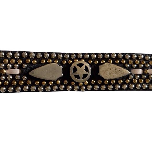 Lily Farouche Munich Studded Black Leather Belt Silver Buckle sz M 31” Mod main image 8